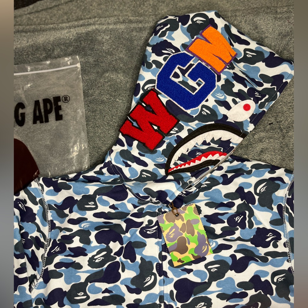 Bape Multicolor Camo Shark Hoodie